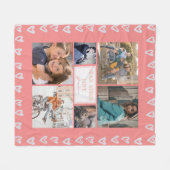 ハートラブピンクパーソナライズされたフォトコラージュおばあちゃん フリースブランケット (正面(横))