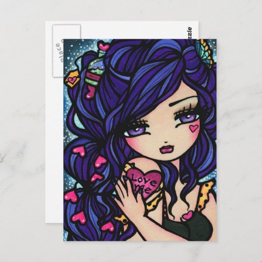 ハートラブポションマーメイドフェアリーファンタジーアートガール ポストカード (正面/裏面)