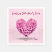 ハートラブルハッピーバレンタインデーピンクヒアシンス スタンダードカクテルナプキン (正面)