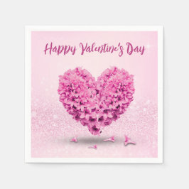 ハートラブルハッピーバレンタインデーピンクヒアシンス スタンダードカクテルナプキン