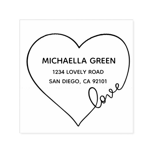 ハートラブ | 返送先ゴム印 セルフインキングスタンプ (デザイン)