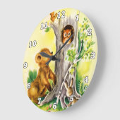 ハートランドヴィンテージウッドランド動物の子供の壁時計 ラージ壁時計 (傾斜)