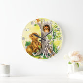 ハートランドヴィンテージウッドランド動物の子供の壁時計 ラージ壁時計 (ホーム)