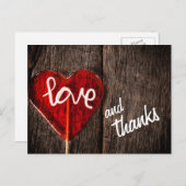ハートラヴ感謝していとバン素朴ウッドありがとう ポストカード (正面/裏面)
