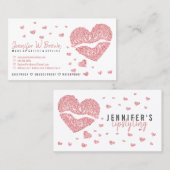 ハートリップバラ金ゴールドグリッター光沢リップスティック 名刺 (正面/裏面)