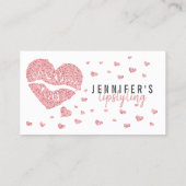 ハートリップバラ金ゴールドグリッター光沢リップスティック 名刺 (裏面)