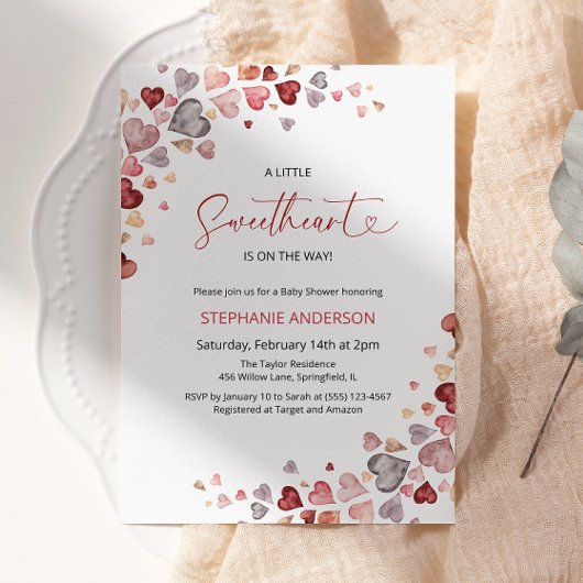 ハートリトルスウィートガールベビーシャワー 招待状