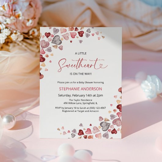 ハートリトルスウィートガールベビーシャワー 招待状