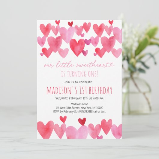 ハートリトルスウィートファースト誕生日 招待状 (スタンド正面)