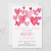 ハートリトルスウィートファースト誕生日 招待状 (正面)