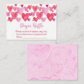 ハートリトルスウィートベビーシャワーおむつラッフル エンクロージャーカード (正面/裏面)