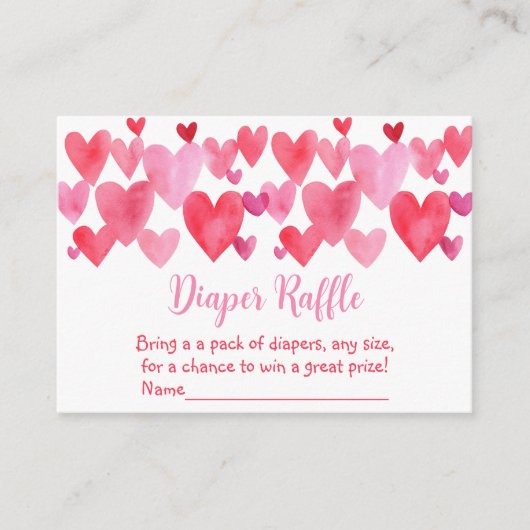ハートリトルスウィートベビーシャワーおむつラッフル エンクロージャーカード (正面)