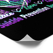 ハートリボンバラ平和ラブメンタルヘルス自殺 ポスター (角)