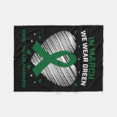 ハートリボン3月We衣服緑腎臓病 フリースブランケット (正面(横))