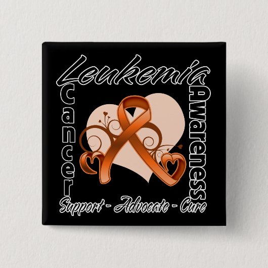ハートリボン – 白血病認識度 缶バッジ (正面)