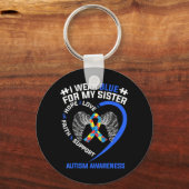 ハートリボンI衣服ブルー キーホルダー (正面)