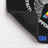 ハートリボンI衣服ブルー マウスパッド (コーナー)