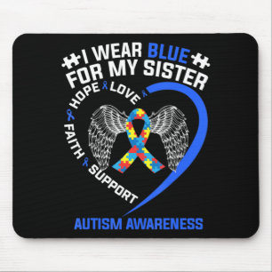 ハートリボンI衣服ブルー マウスパッド