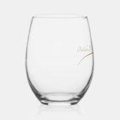 ハートリンク金ゴールド結婚の記念日婚約 ステムなしワイングラス (右)