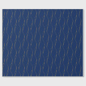 ハートリンク、金ゴールドオン深いサファイアラップ紙 ラッピングペーパー (フラット)