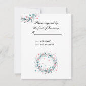 ハートリースの葉の返信カード 出欠カード (正面)