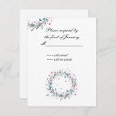 ハートリースの葉の返信カード 出欠カード (正面/裏面)