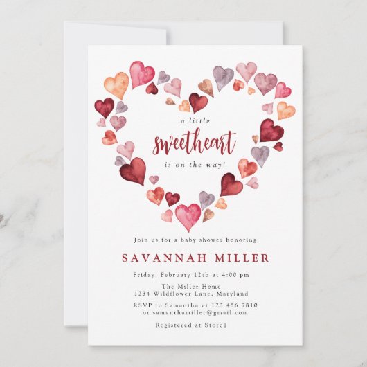 ハートリースリトルスウィートベビーシャワー 招待状 (正面)