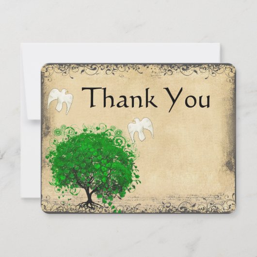 ハートリーフエメラルドツリーハト鳥ありがとう サンキューカード (正面)
