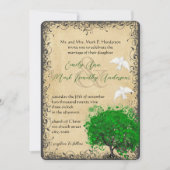 ハートリーフエメラルドツリーヴィンテージドーブウェディング 招待状 (正面)