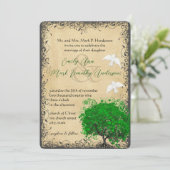 ハートリーフエメラルドツリーヴィンテージドーブウェディング 招待状 (スタンド正面)