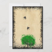 ハートリーフエメラルドツリーヴィンテージラブバードウェディング 招待状 (裏面)