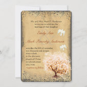 ハートリーフコーラルツリードーブラブバードウェディング 招待状 (裏面)