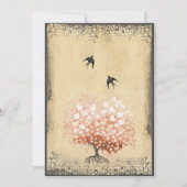 ハートリーフコーラルピーチブドツリーラブバード結婚ズ 招待状 (正面)