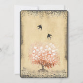 ハートリーフコーラルピーチブドツリーラブバード結婚ズ 招待状 (正面)