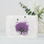 ハートリーフナス木のヴィンテージ鳥RSVP 出欠カード (スタンド正面)