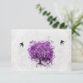 ハートリーフナス木のヴィンテージ鳥RSVP 出欠カード (スタンド正面)