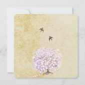 ハートリーフパープルの木のヴィンテージ鳥の結婚式の招待状 招待状 (裏面)
