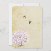 ハートリーフパープルツリーヴィンテージ鳥の結婚式の招待 招待状 (裏面)