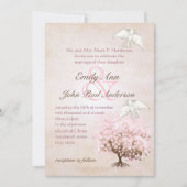 ハートリーフピンクとラブバードブラウンツリーハト 招待状 (正面)