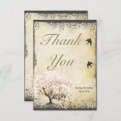 ハートリーフピンクツリーサンキュー サンキューカード (正面/裏面)