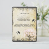 ハートリーフピンクツリーヴィンテージウェディング情報カード エンクロージャーカード (スタンド正面)