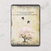 ハートリーフピンクツリーヴィンテージウェディング情報カード エンクロージャーカード (裏面)