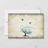 ハートリーフブルーツリーヴィンテージバーズパールパーチメント 出欠カード (裏面)