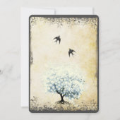 ハートリーフブルーツリーヴィンテージバードパールパーチメント 招待状 (正面)