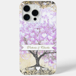 ハートリーフラベンダーの木のビンテージバードの結婚式 iPhone 15 PRO MAXケース