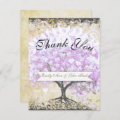 ハートリーフラベンダーツリーヴィンテージバ結婚ードズ サンキューカード (正面/裏面)