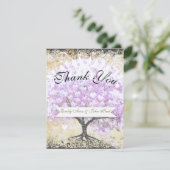 ハートリーフラベンダーツリーヴィンテージバ結婚ードズ サンキューカード (スタンド正面)
