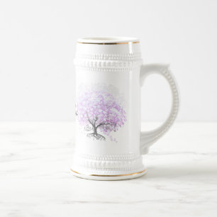 ハートリーフラベンダーツリーヴィンテージバ結婚ードズ ビールジョッキ