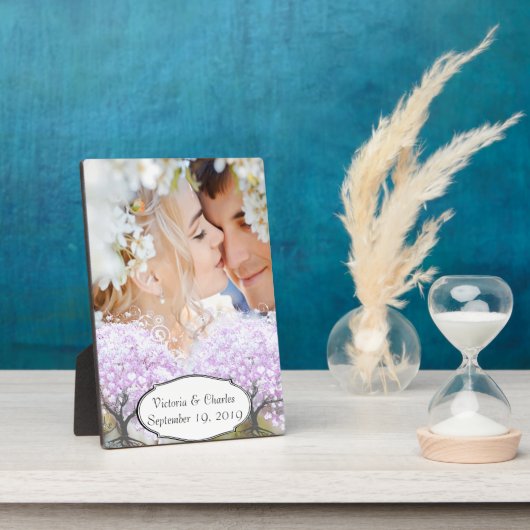 ハートリーフラベンダーツリーヴィンテージバ結婚ードズ フォトプラーク (側面)