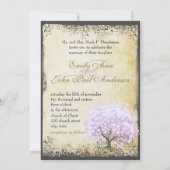 ハートリーフラベンダーツリーヴィンテージバ結婚ードズ 招待状 (裏面)